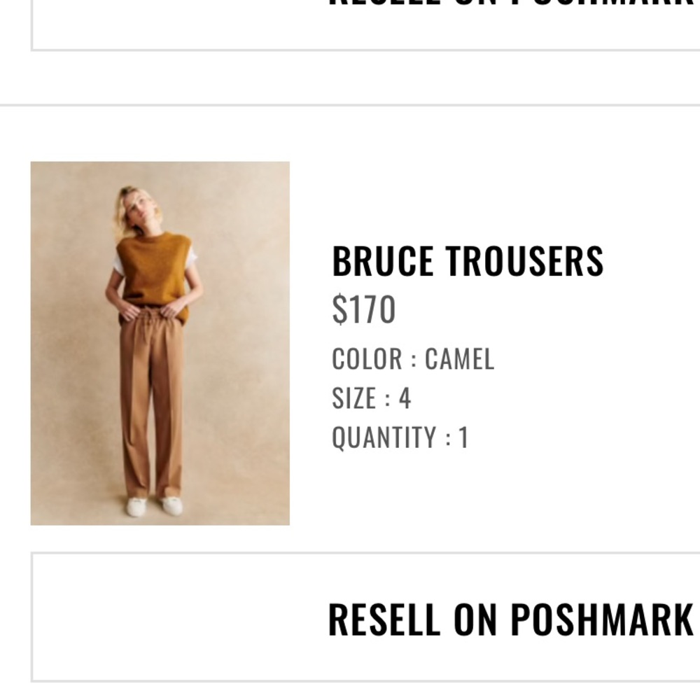 Sezane Bruce Trousers Camel - Size 4
